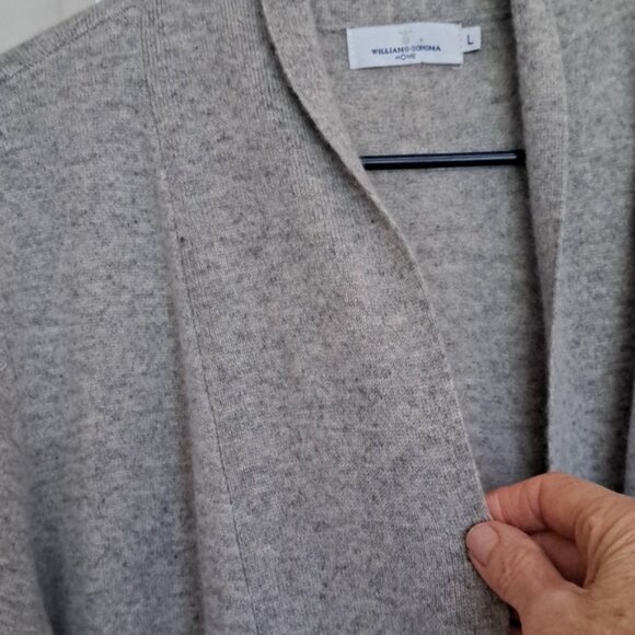 William Sonoma Premium Cashmere long  Duster Robe Cardigan Roll collar pockets L - Picture 4 of 8
